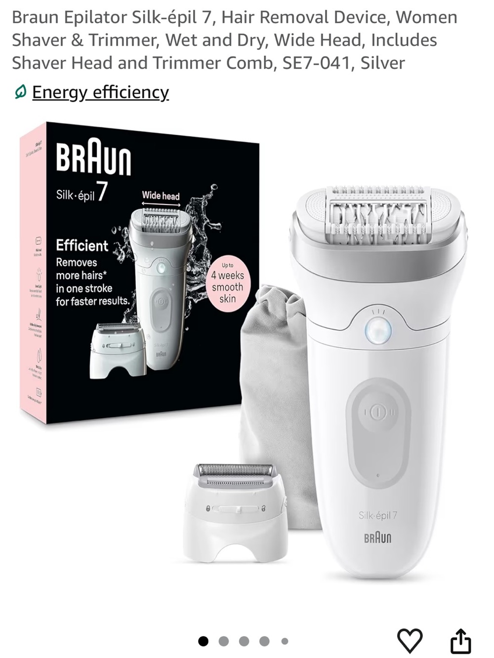 Braun Epilator Silk-épil 7 Hair Removal Shaver & Trimmer Wet Dry SE7-041 NIOB